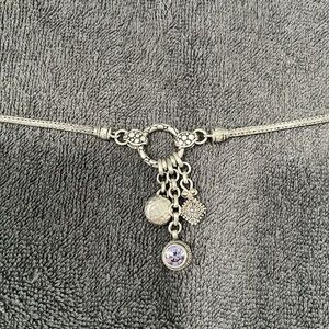 SARDA dangle necklace with Celestial Blue Moissanite and other charms, 16-20”